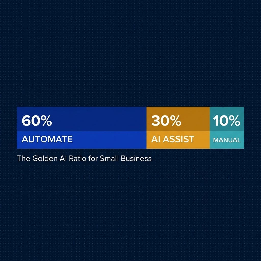 Diagram showing the Golden AI Ratio: 60% automate, 30% AI-assist, 10% manual