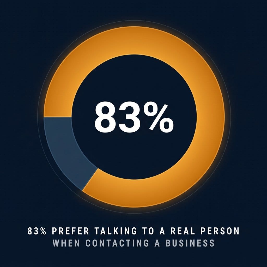 Chart showing 83% of people prefer speaking to a real person when contacting a business